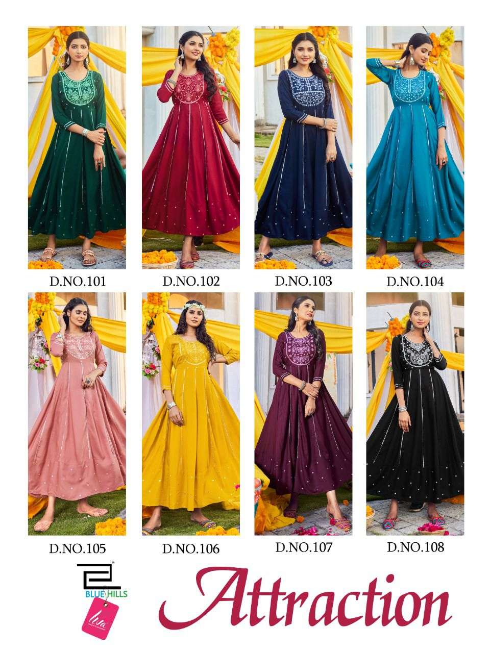BLUE HILLS PRESENTS ATTRACTION VOL 1 RAYON DESIGNER LONG WHOLESALE GOWN